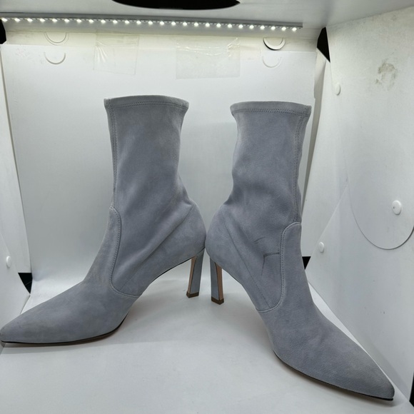 Stuart Weitzman Brandie Stretch Sock Boots in Grey Suede Size 9 - Picture 4 of 14